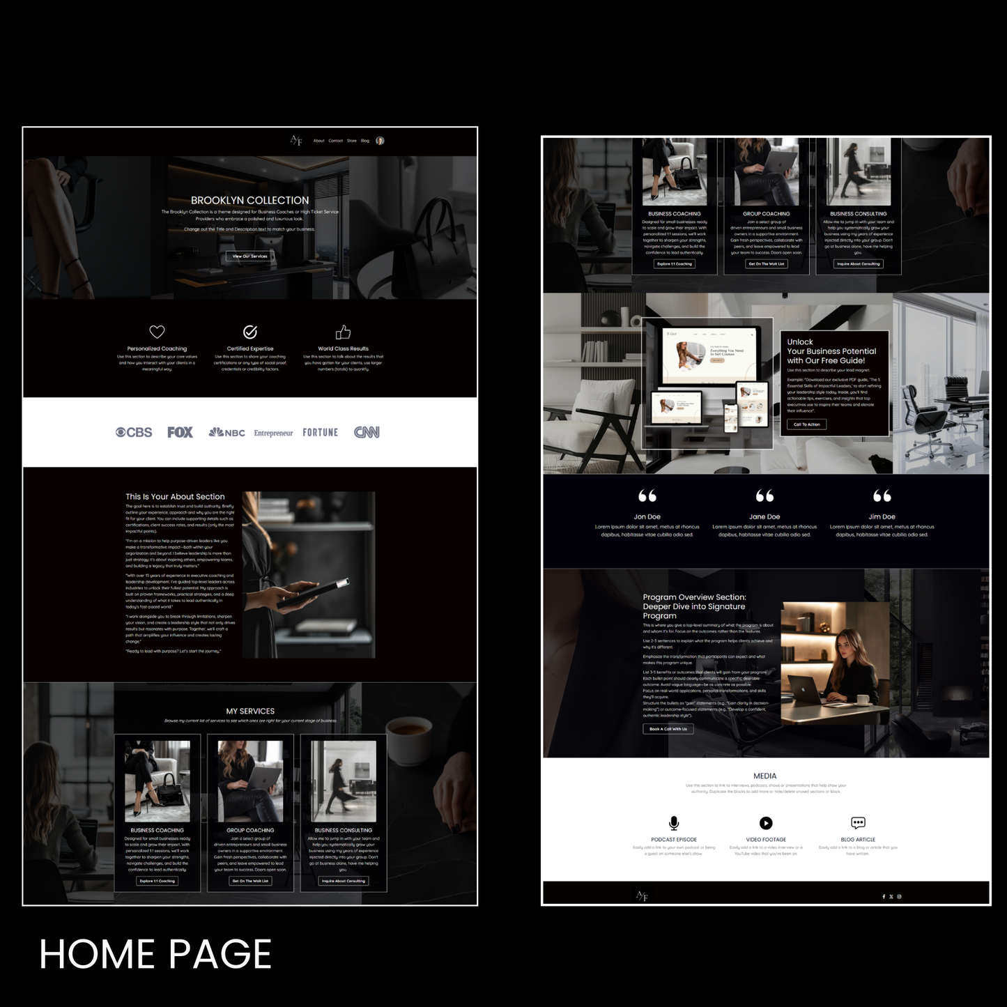 Brooklyn Collection Kajabi Website Theme 15 Pages Plus Bonuses!