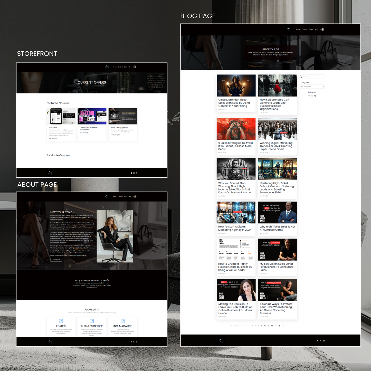 Brooklyn Collection Kajabi Website Theme 15 Pages Plus Bonuses!