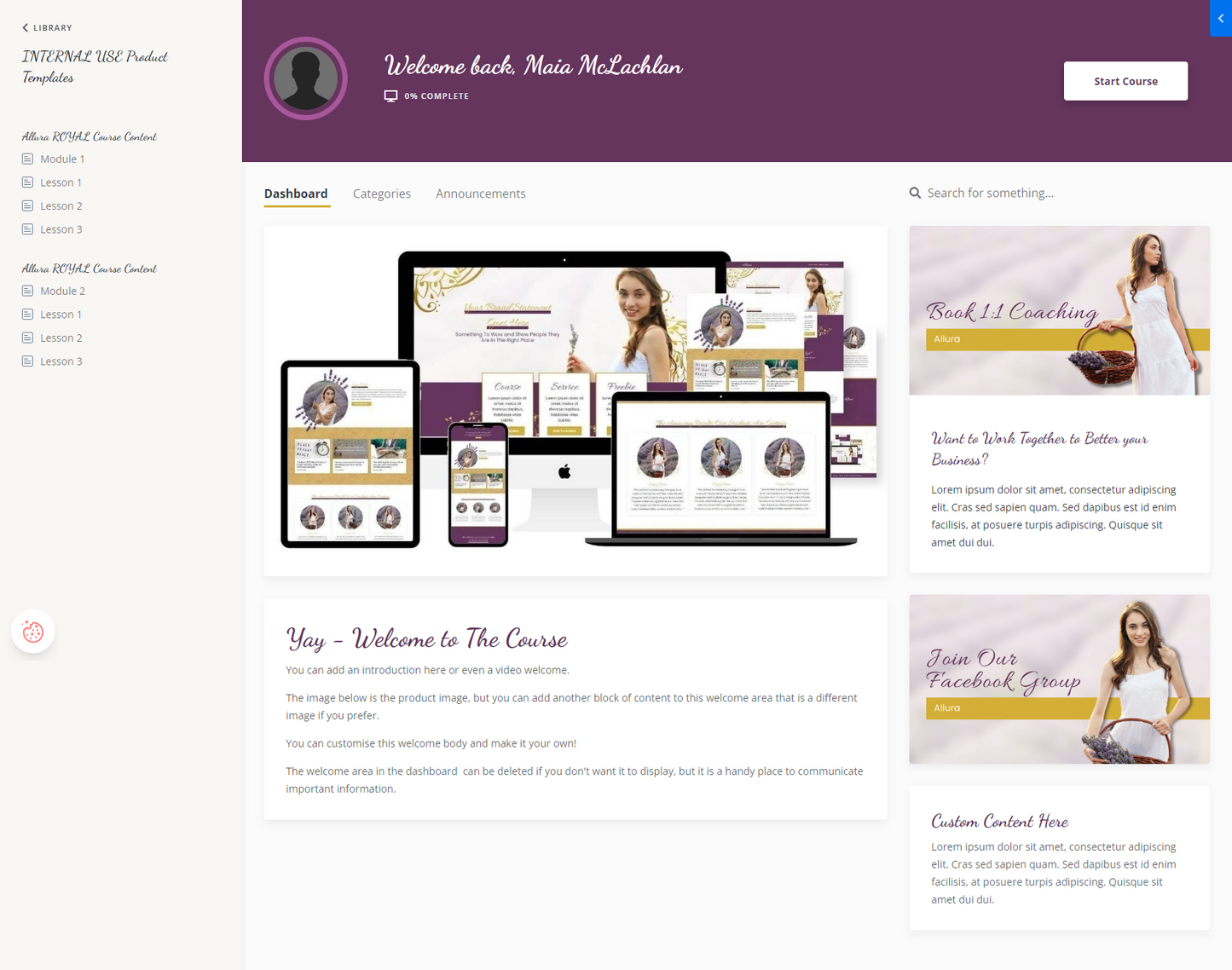 Allura Royal Product Theme (Momentum + Premier)