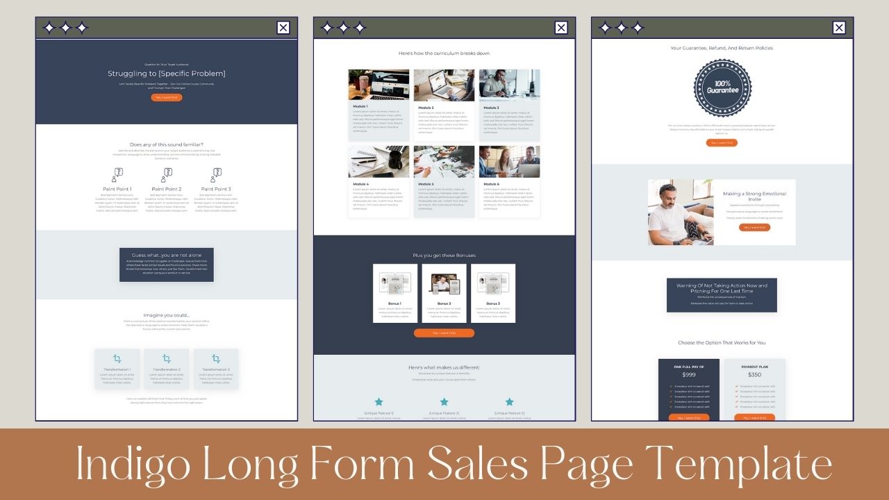 Indigo Long Form Sales Page Template