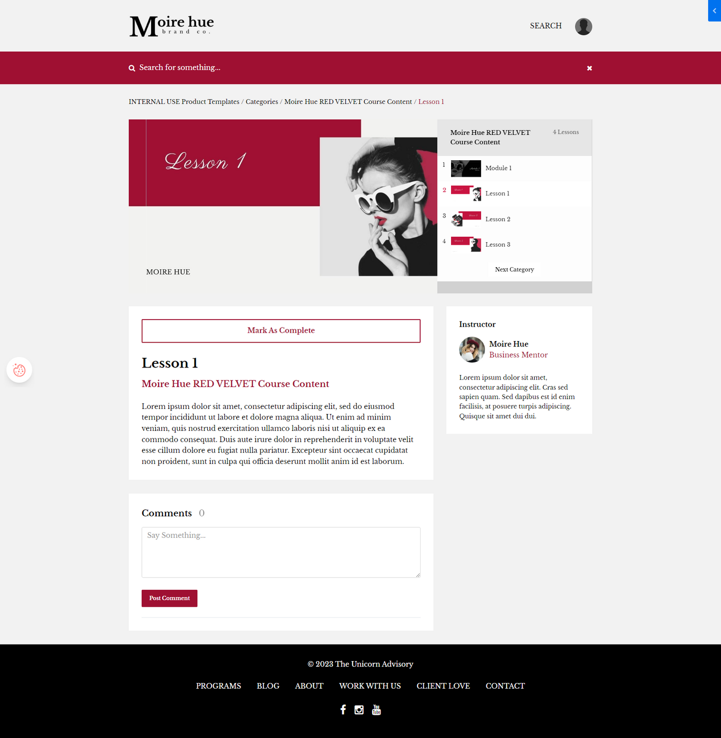 Moire Hue Red Velvet Product Theme (Momentum + Premier)