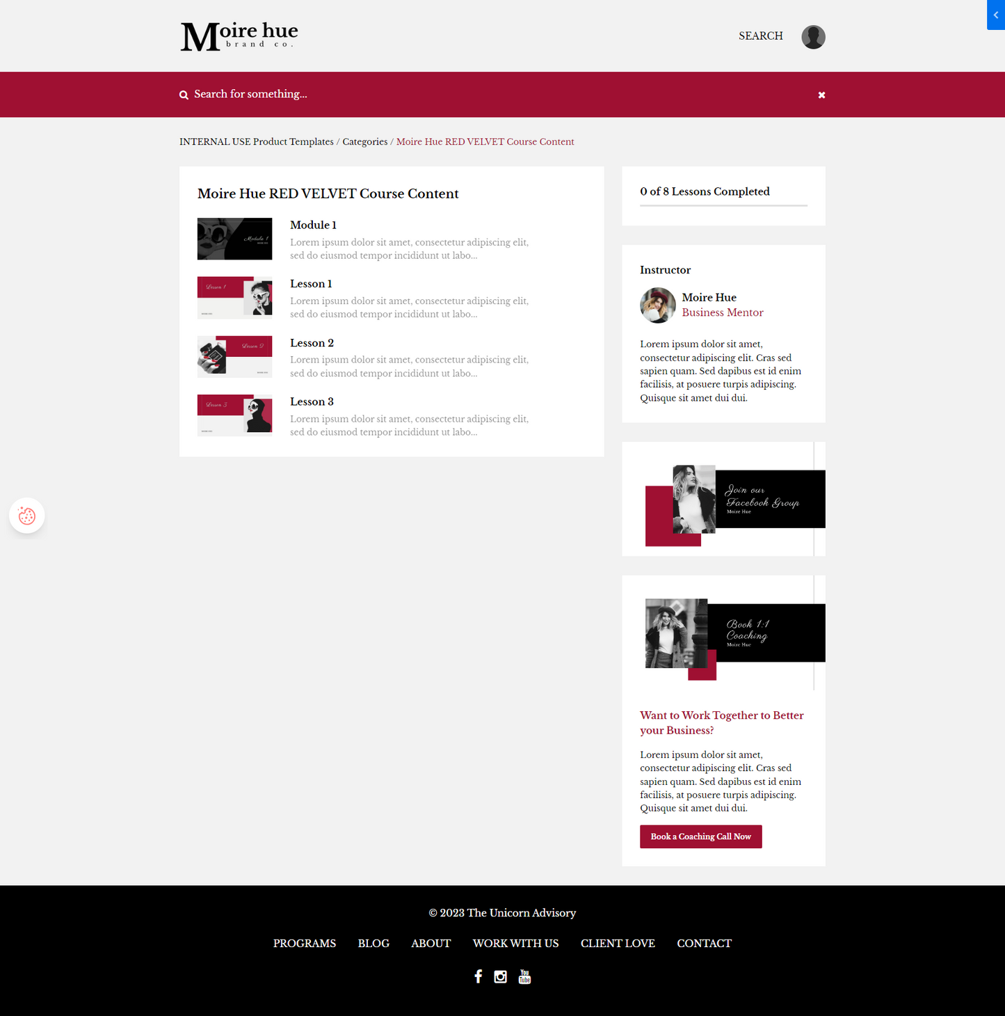 Moire Hue Red Velvet Product Theme (Momentum + Premier)