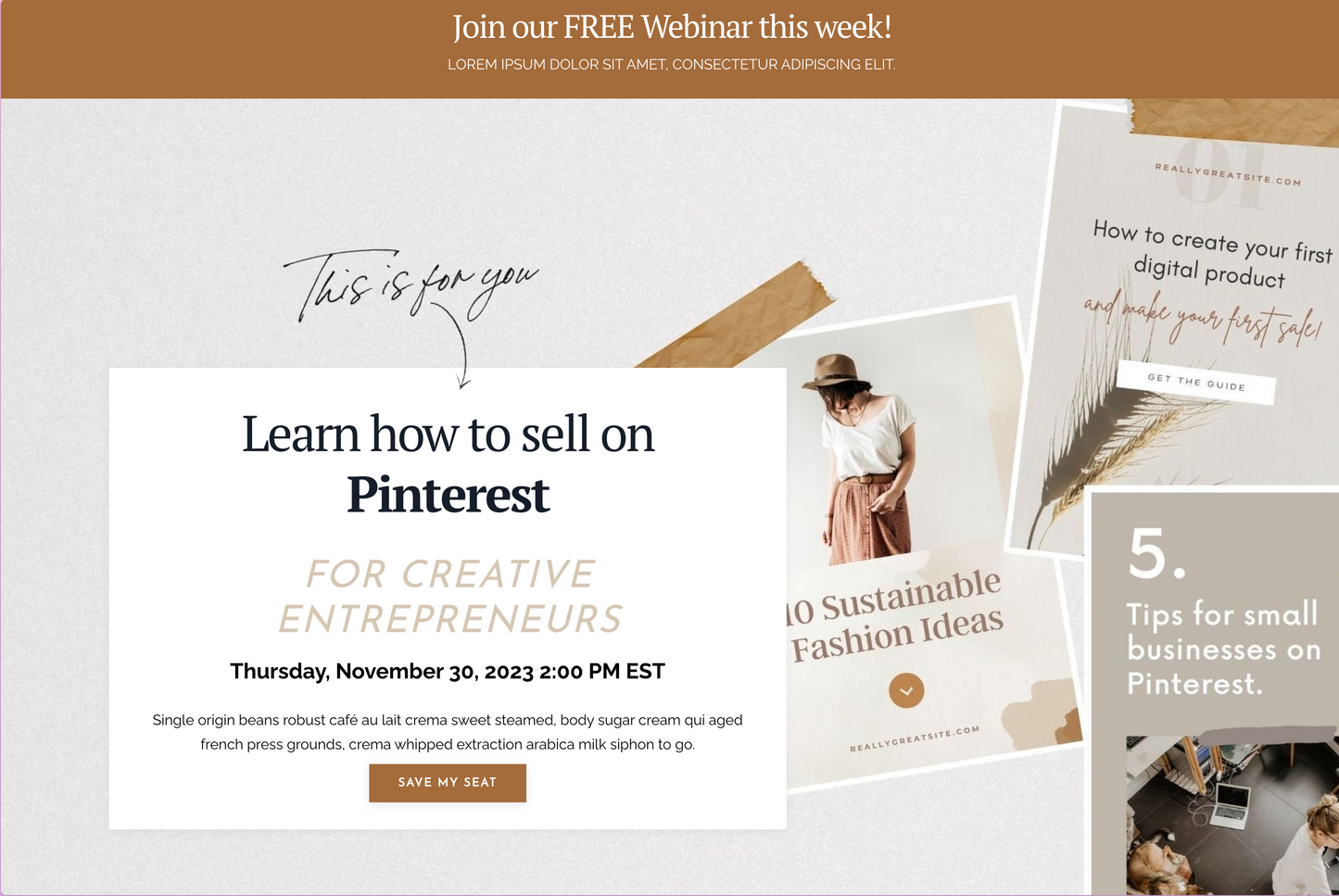 Kajabi Webinar Page Template | Just Jenny