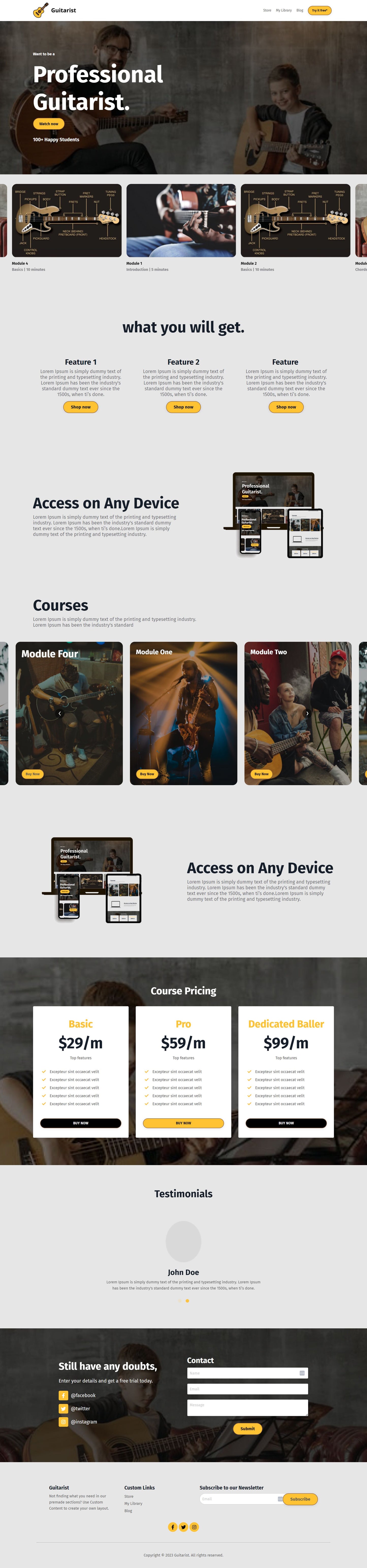 Guitarist Program Sales Page
