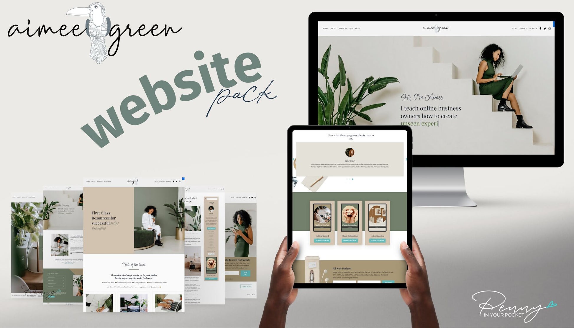 Kajabi Website Template - Aimee Green by Penny In Your Pocket