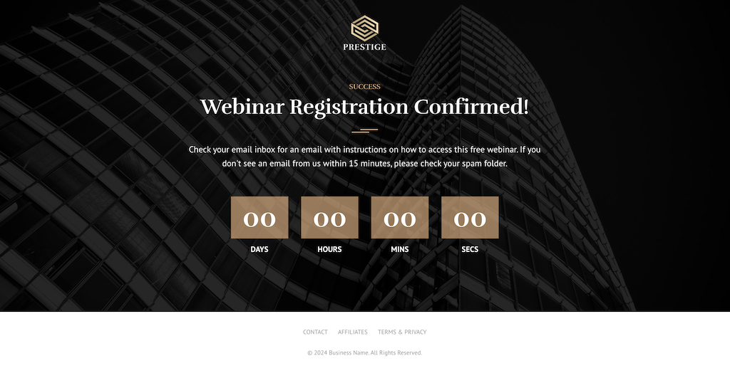 Prestige Webinar Funnel Kit