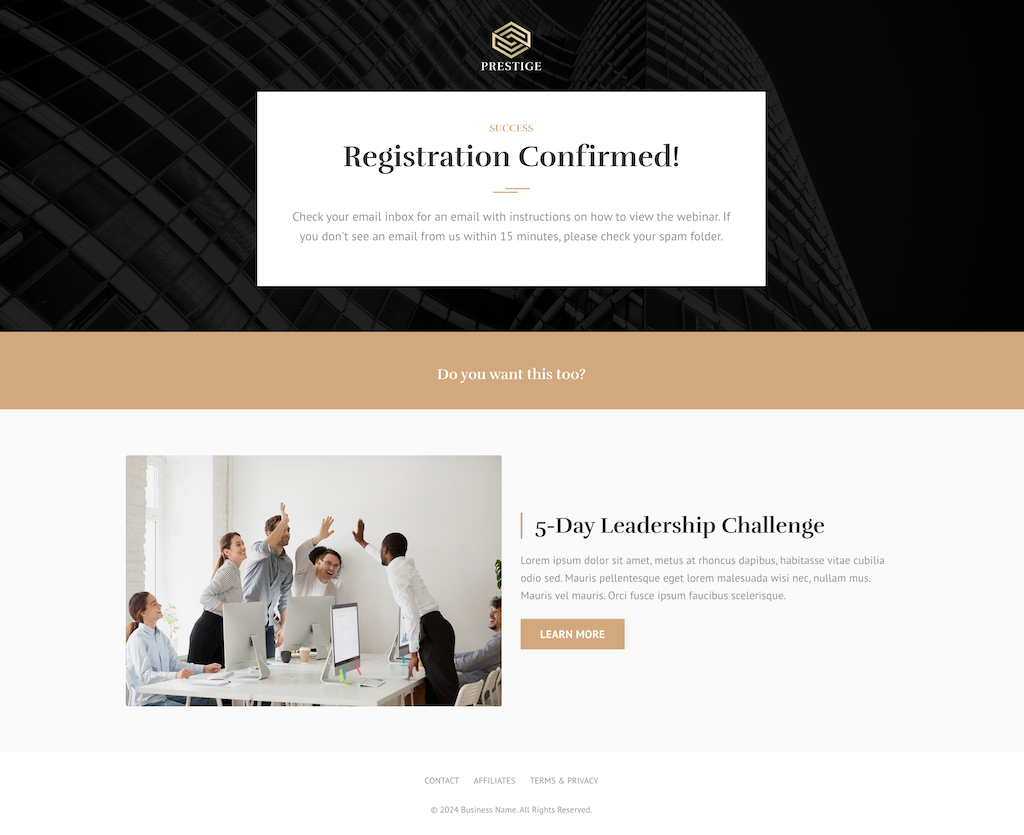 Prestige Webinar Funnel Kit