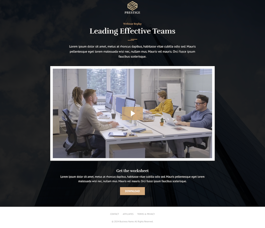 Prestige Webinar Funnel Kit