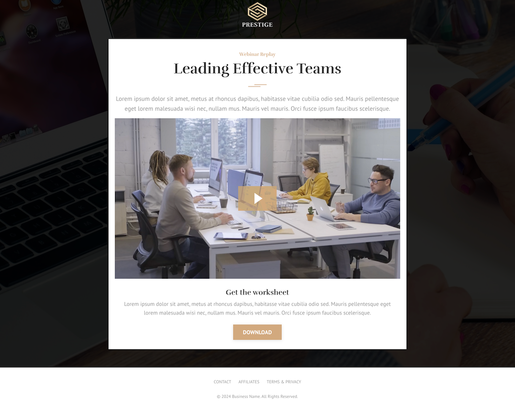 Prestige Webinar Funnel Kit