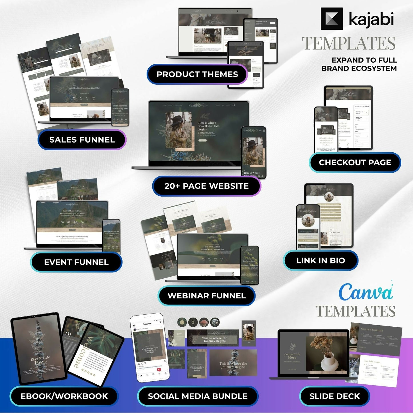 Summer HERBALIST - Freebie & Course Sales Funnel Bundle 6 Pages