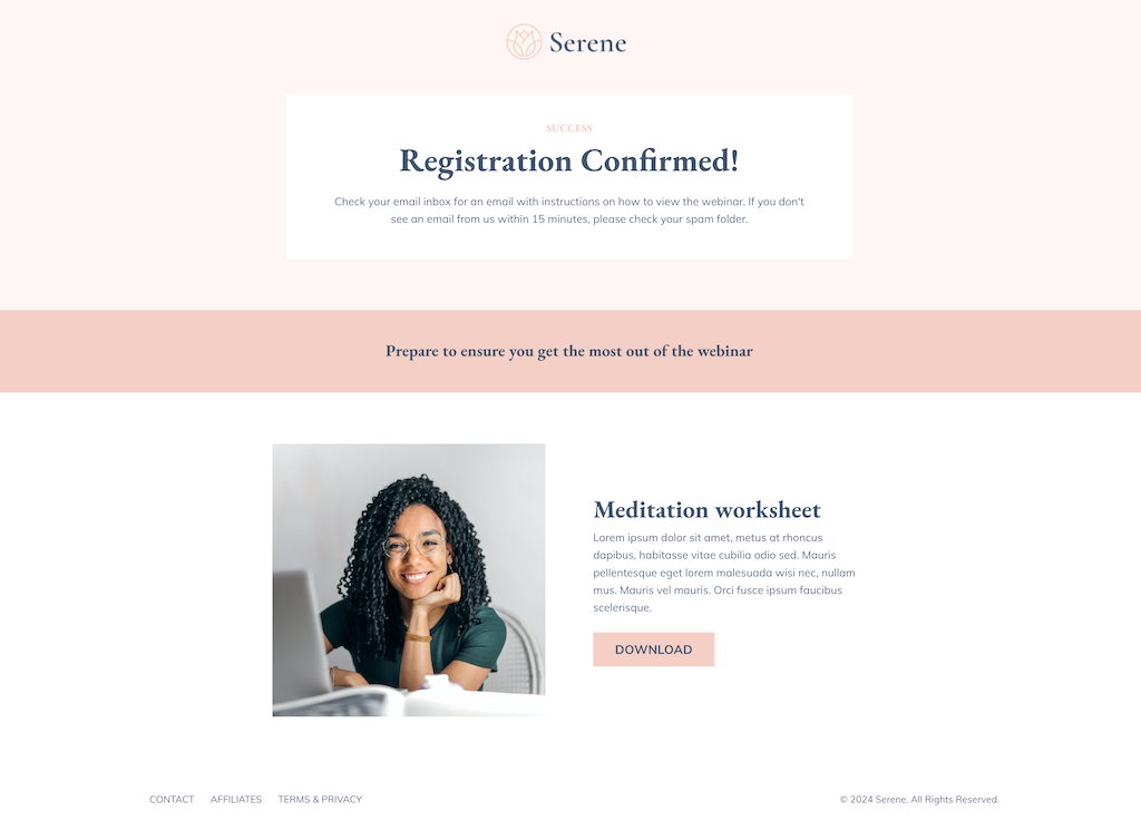 Serene Webinar Funnel Kit