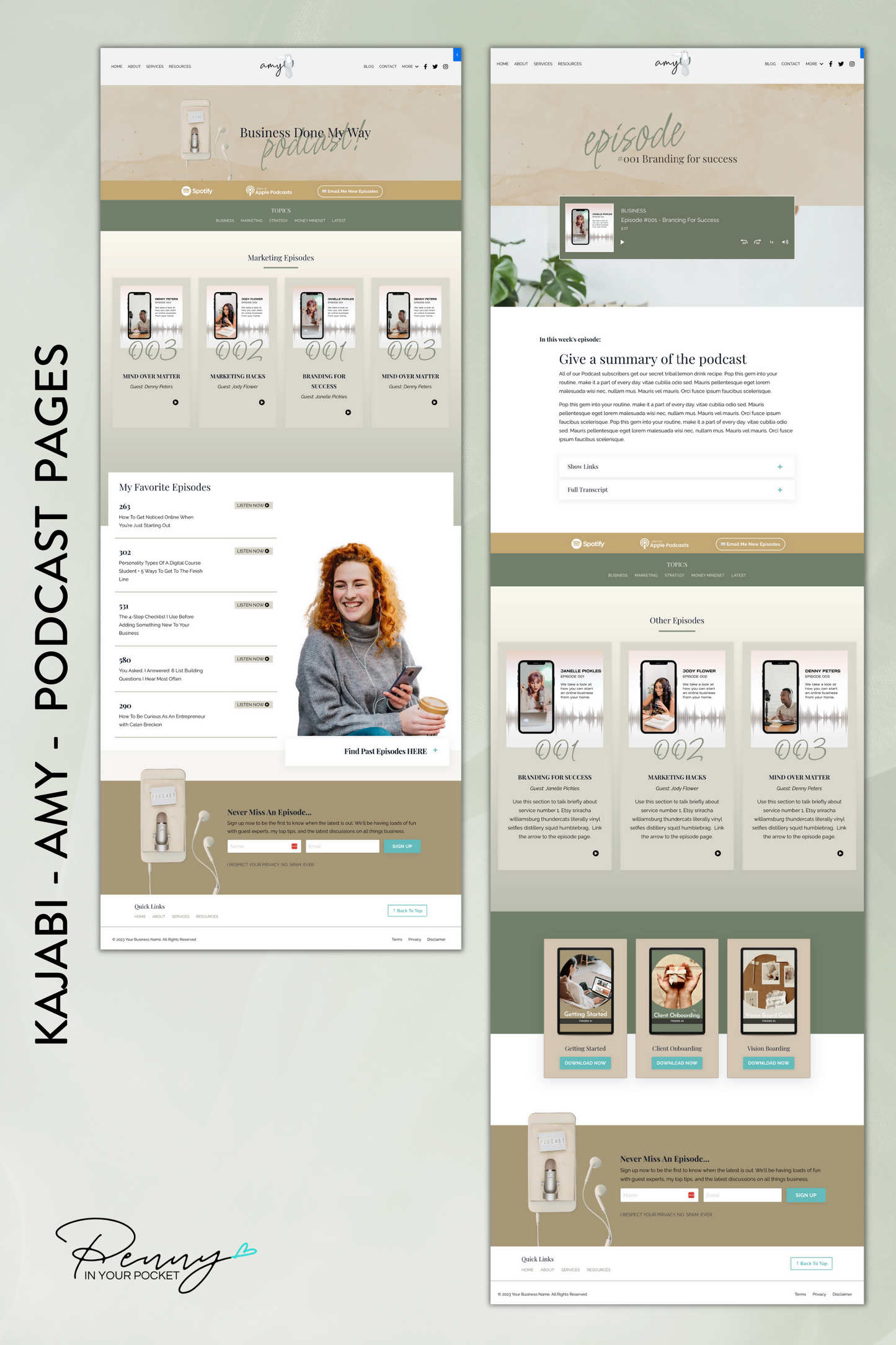 Kajabi Template Amy Podcast Page