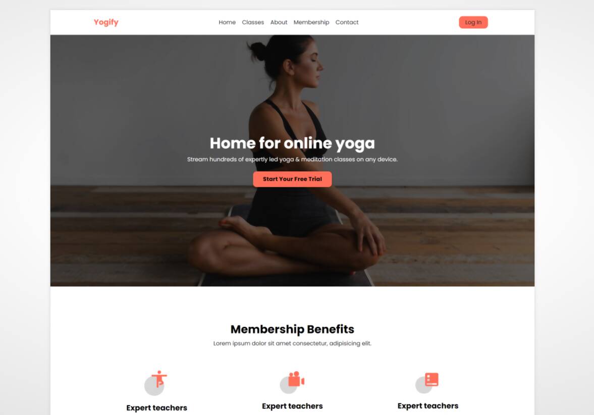 Serenity Yoga Landing Page
