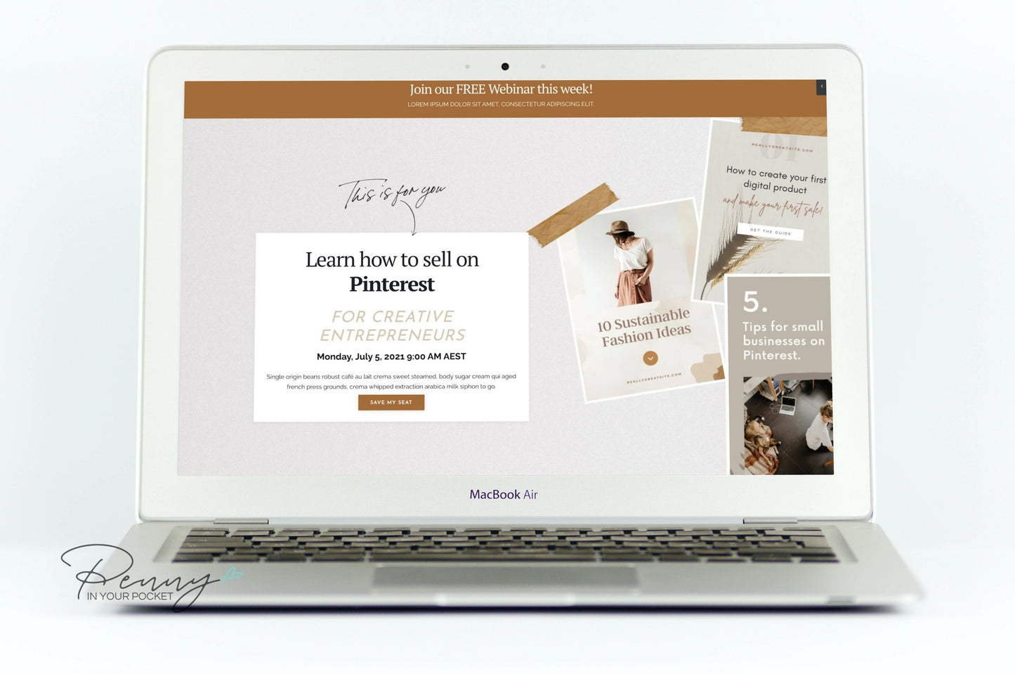 Kajabi Webinar Page Template | Just Jenny