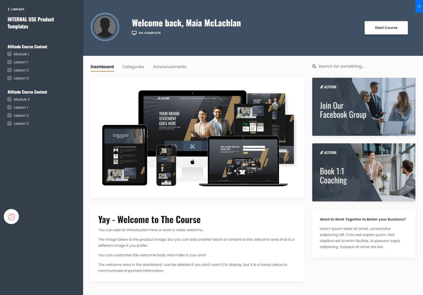 Altitude product template momentum homepage