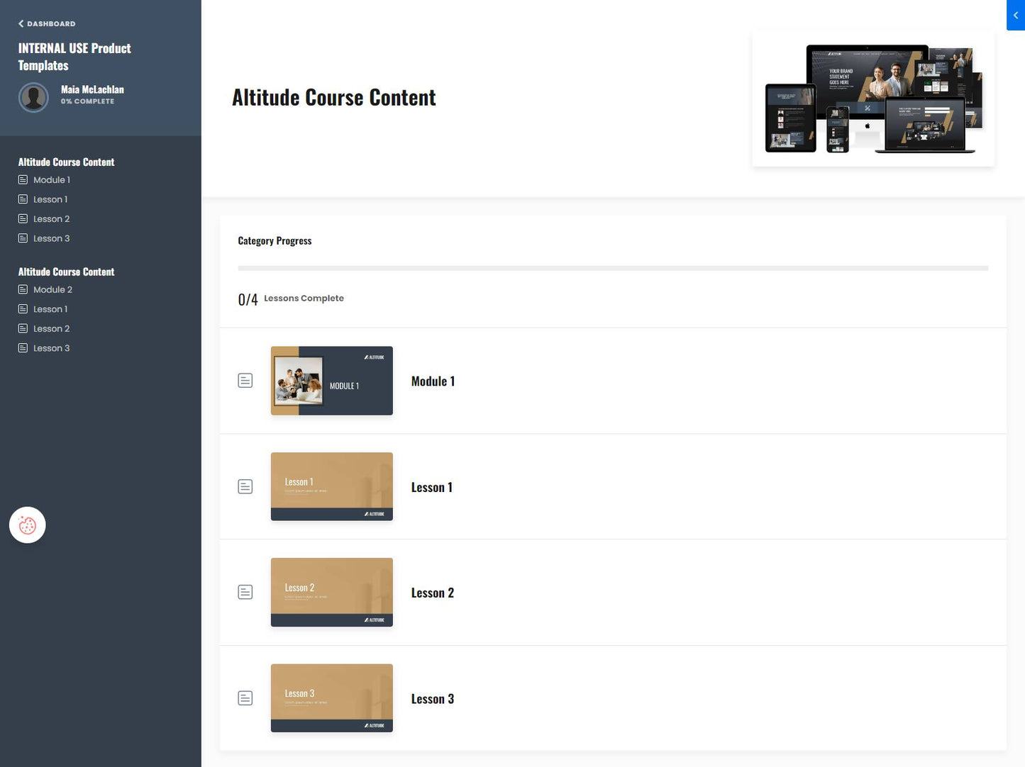 Altitude product template momentum module page