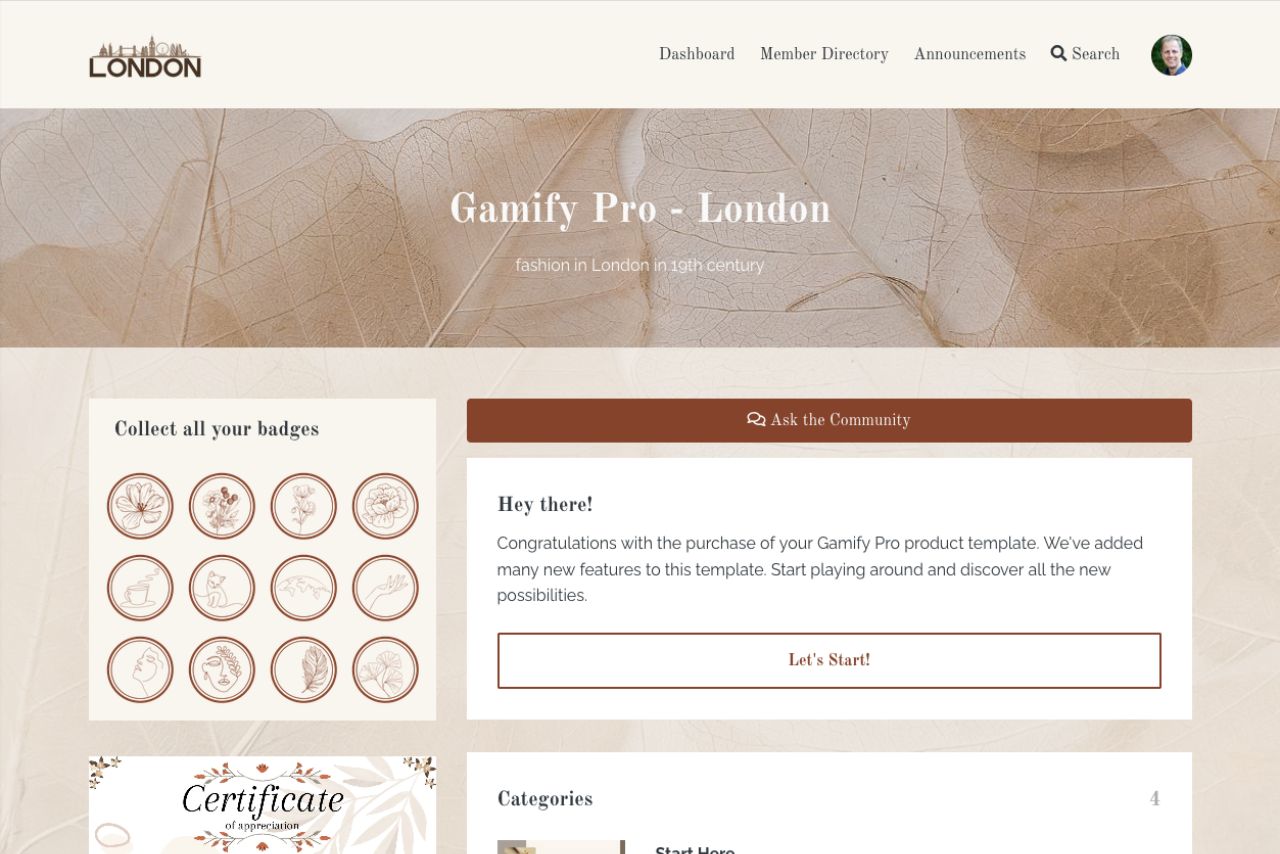 London - Gamify Pro (no sidebar) – Kajabi Templates