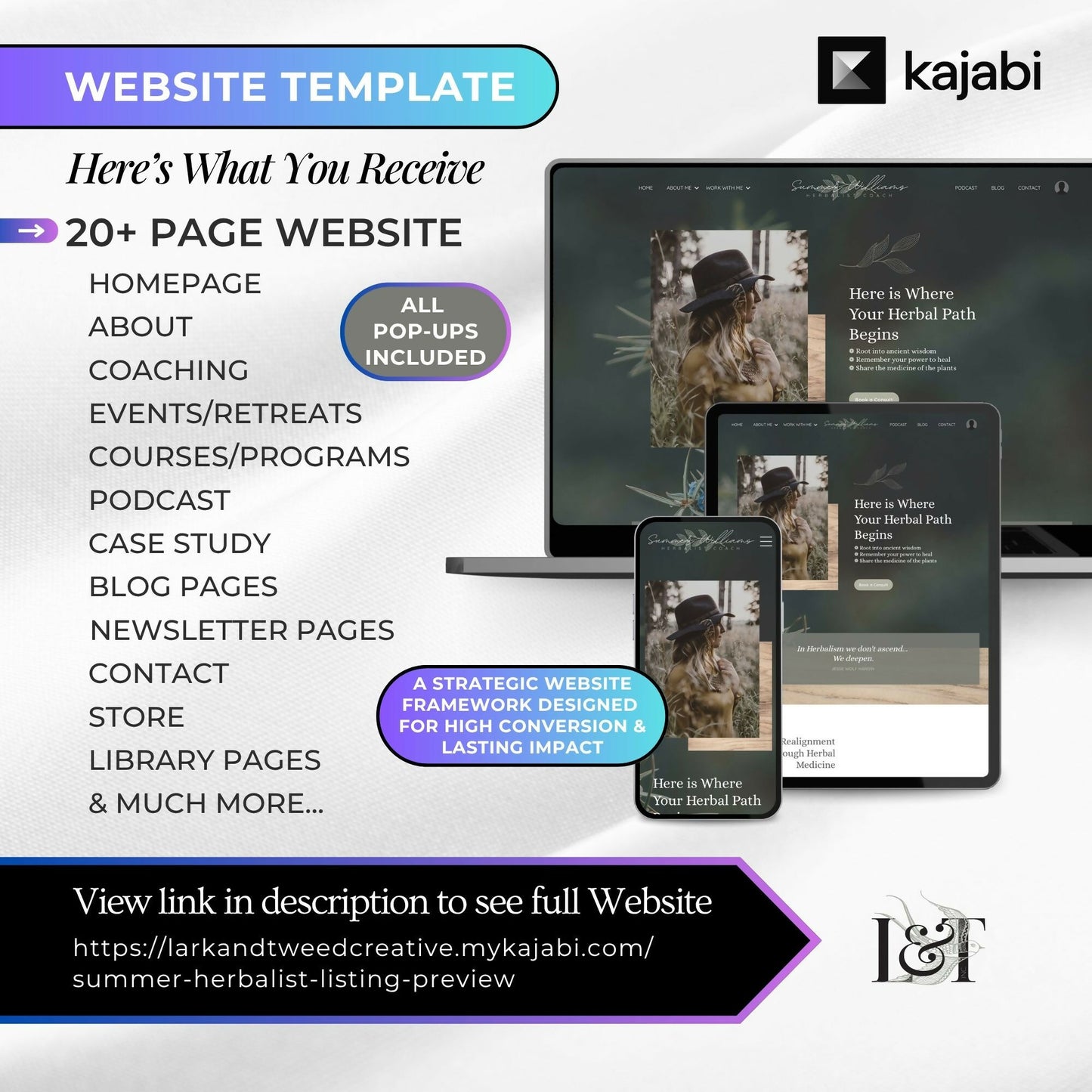 Summer HERBALIST - Website 20+ Pages - Sales Funnel 6 Pages - Checkout Page