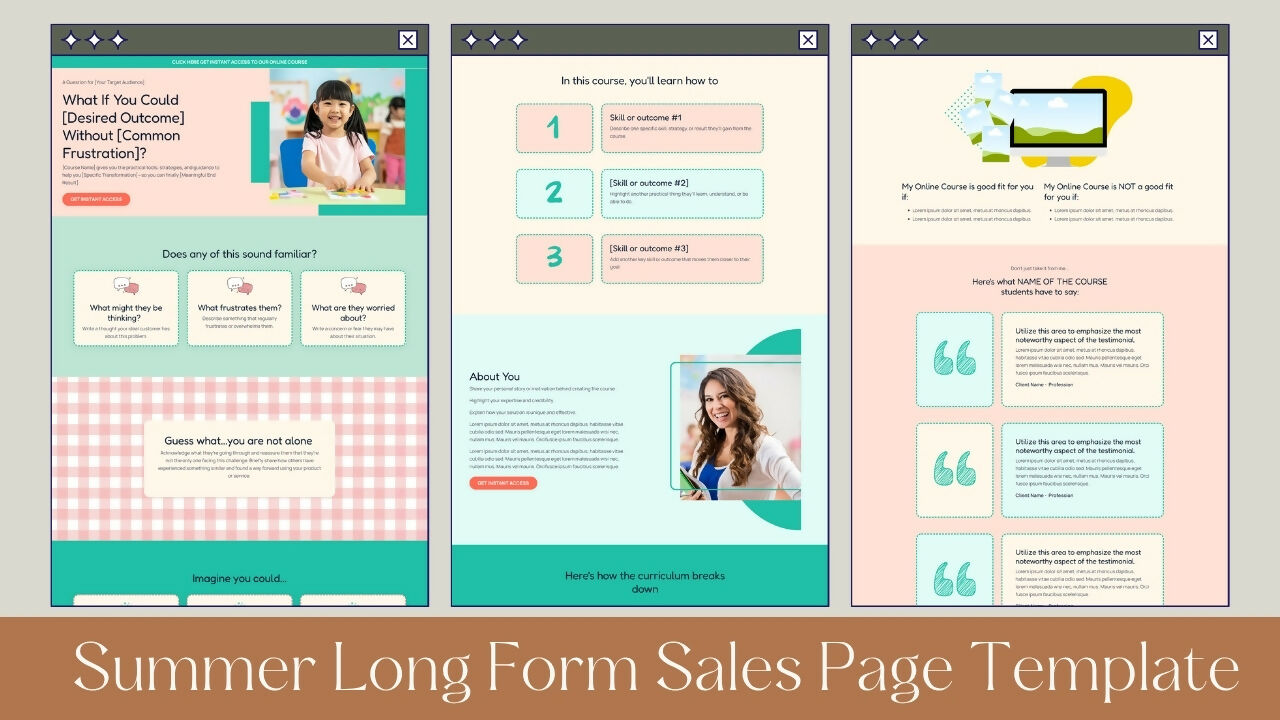Summer Kajabi Sales Page Template