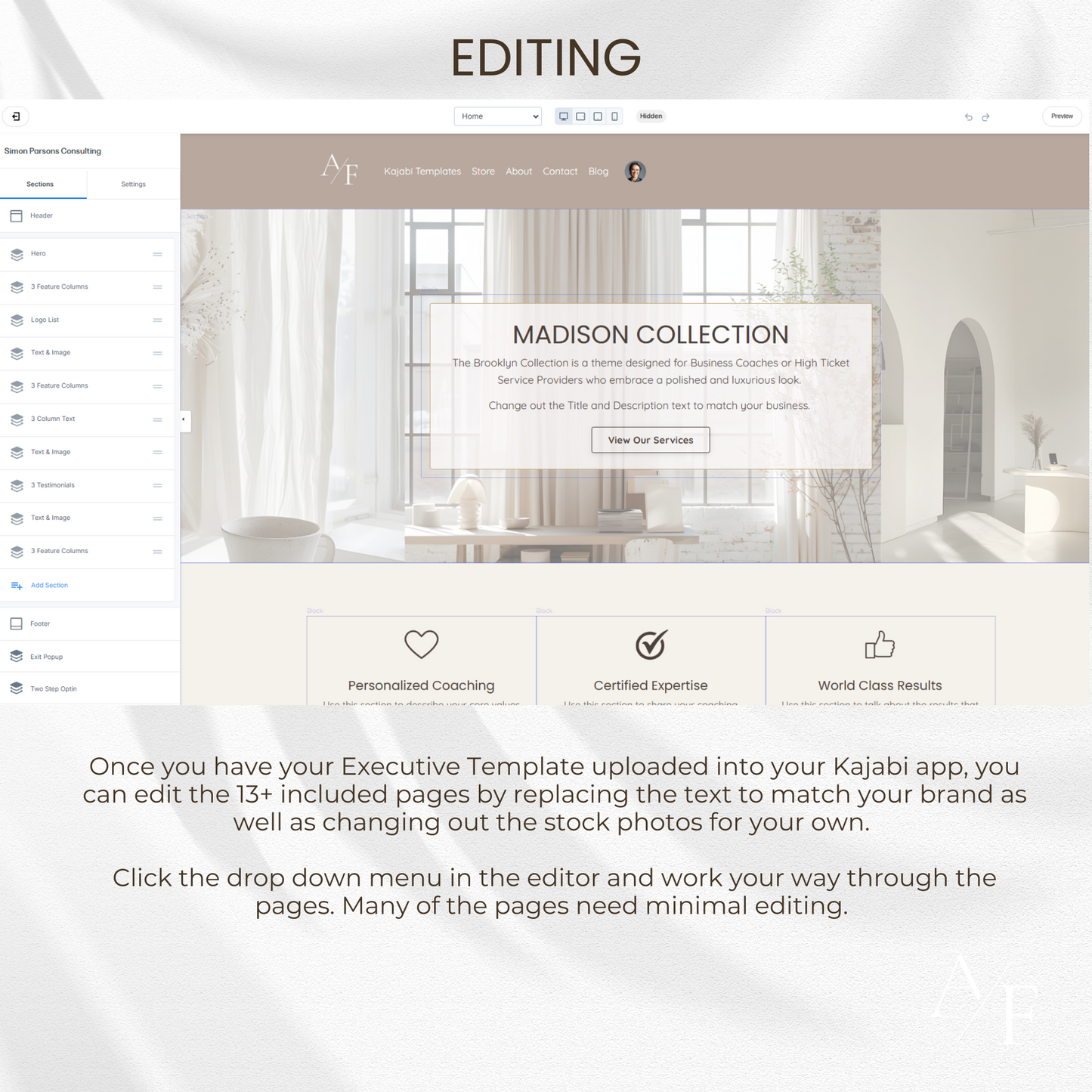 Madison Kajabi Website Theme 15 Pages Plus Bonuses!