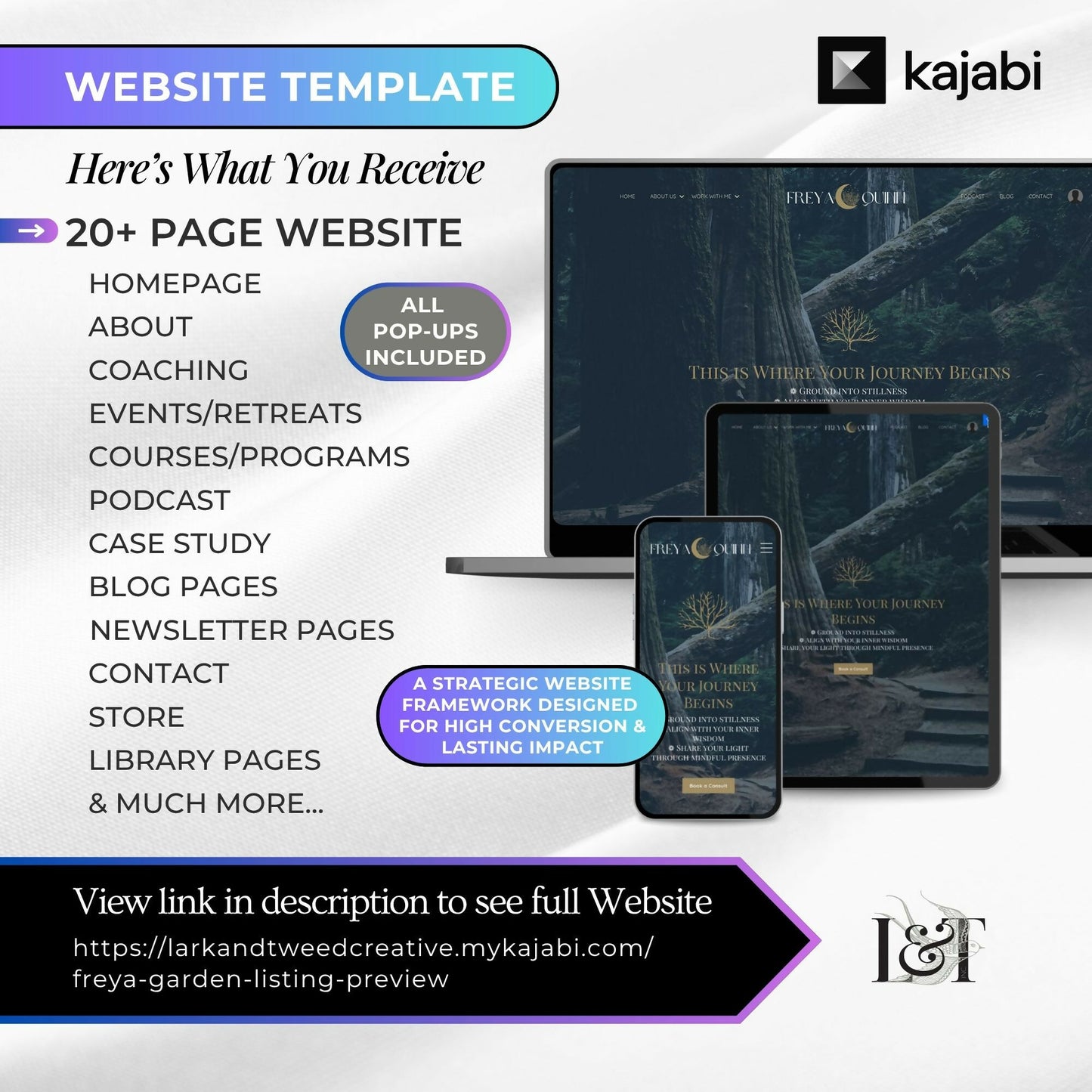 Freya GARDEN - Website 20+ Pages, Sales Funnel, Link in Bio, Course & Coaching Theme, Checkout Page Bundle