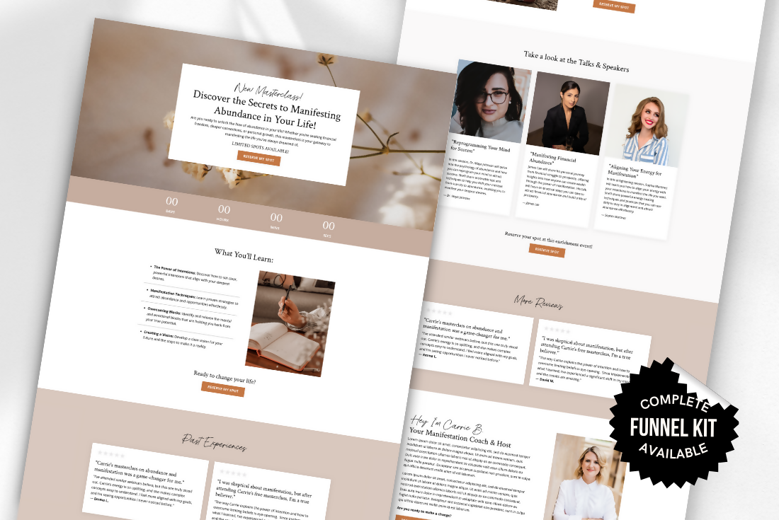 Carrie | Sales Page for Webinar & Events (2 Pages)