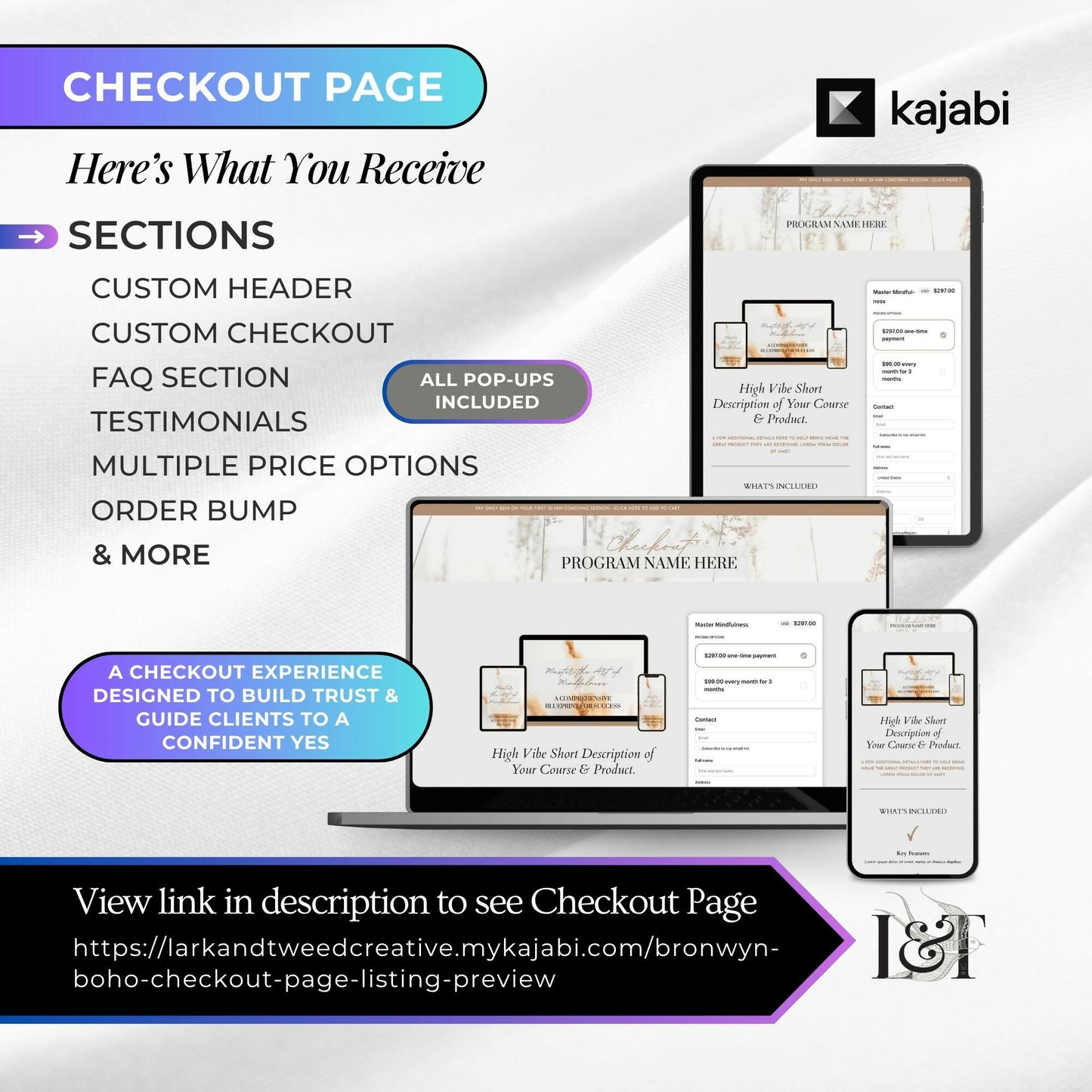 Bronwyn BOHO - Website 20+ Pages - Sales Funnel - Checkout Page