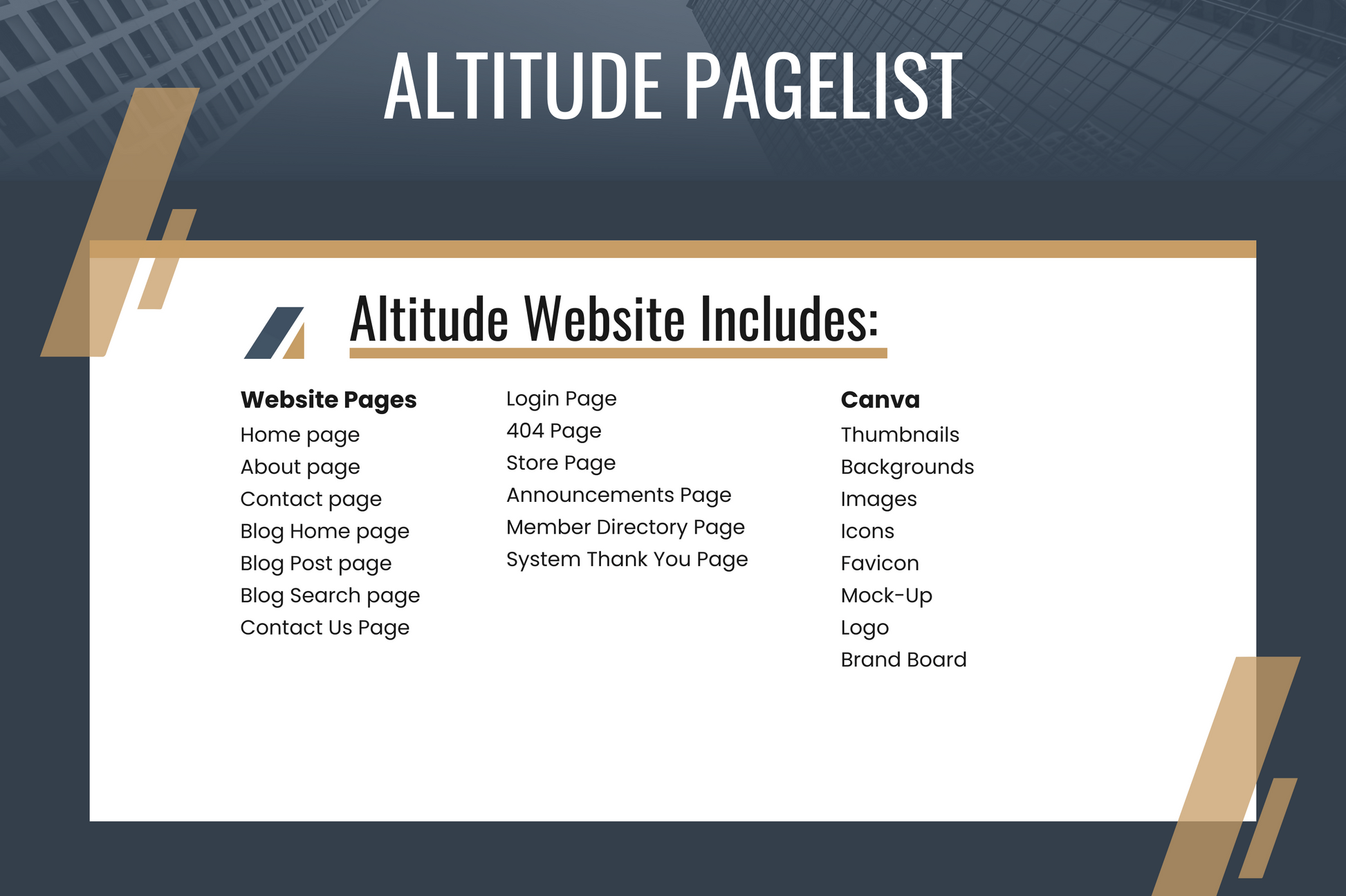 Altitude Website Pagelist