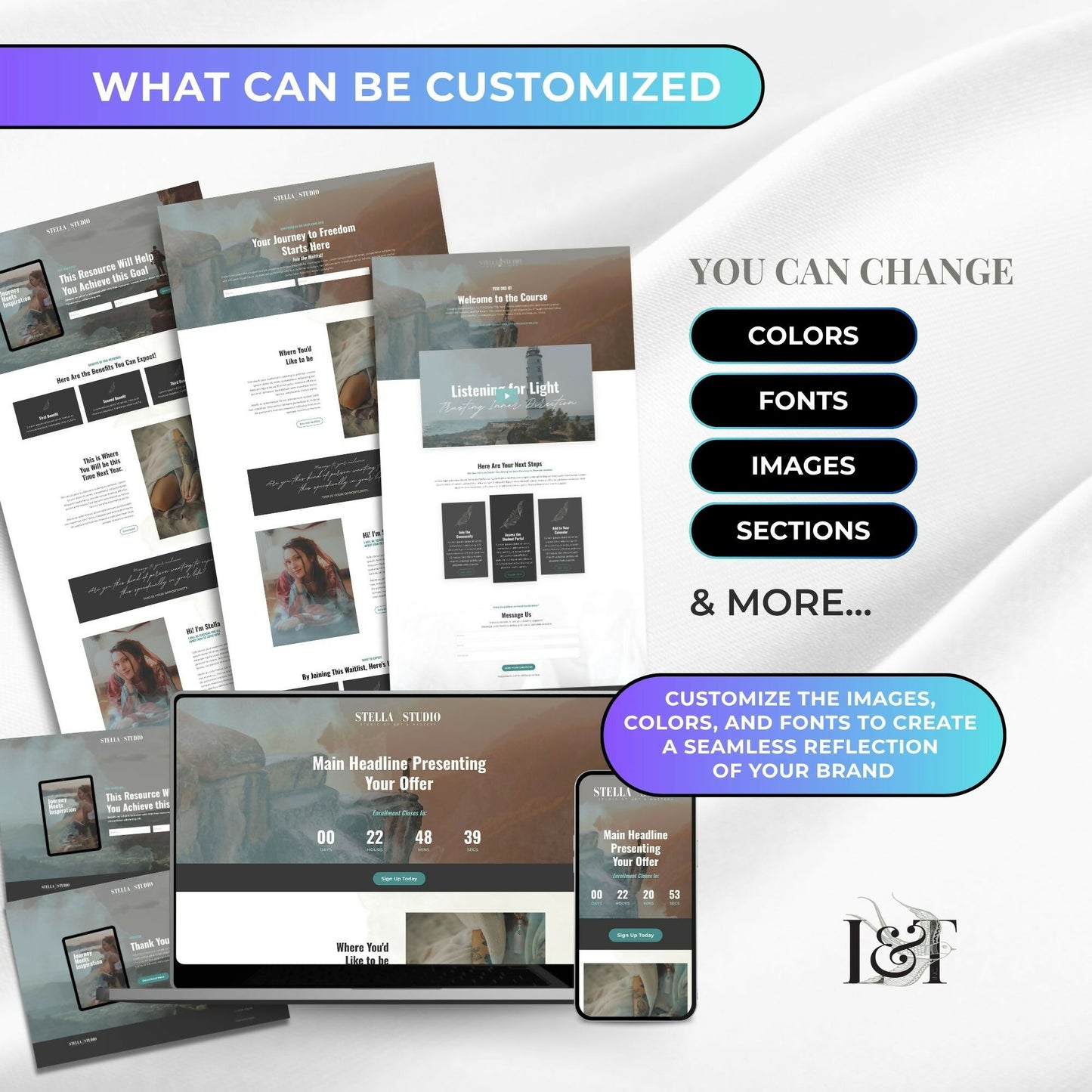 Stella STUDIO - Freebie & Course Sales Funnel Bundle 6 Pages