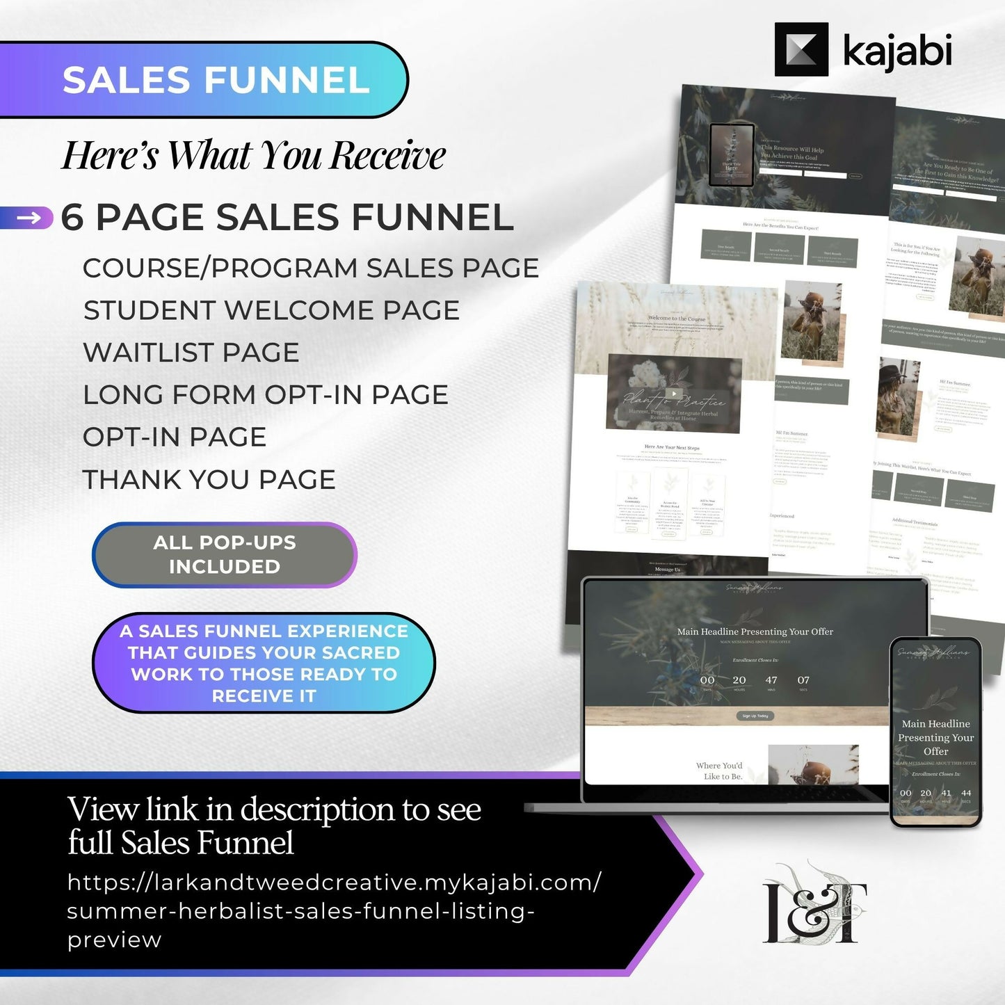 Summer HERBALIST - Website 20+ Pages - Sales Funnel 6 Pages - Checkout Page