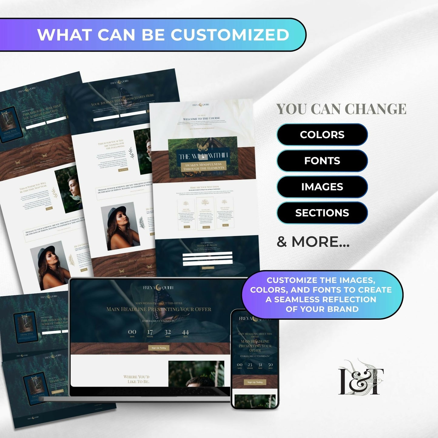 Freya GARDEN - Freebie & Course Sales Funnel Bundle 6 Pages