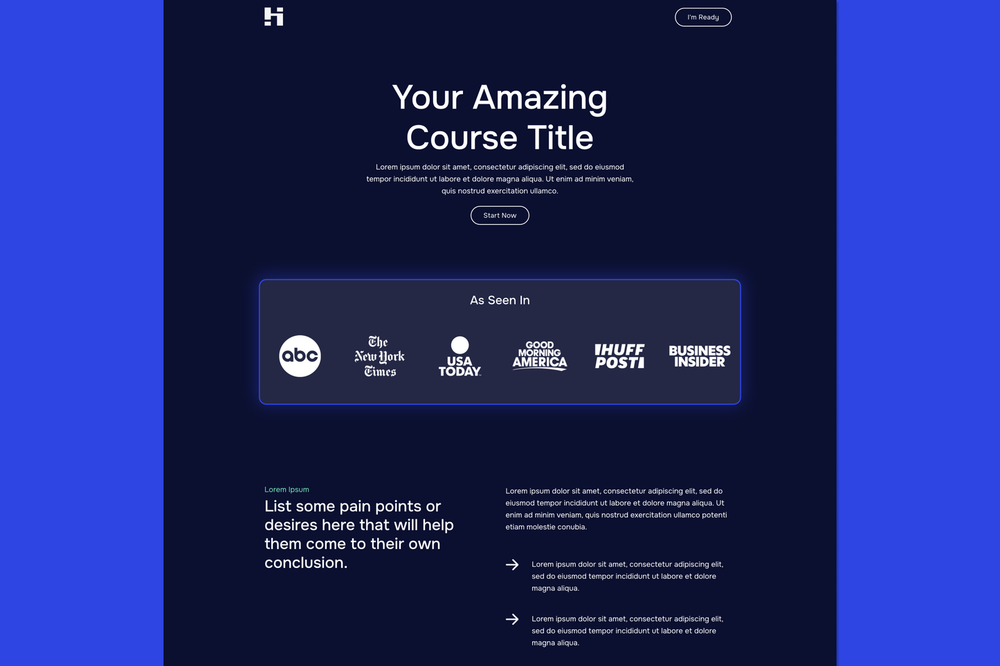 Hudson Kajabi Sales Page Template