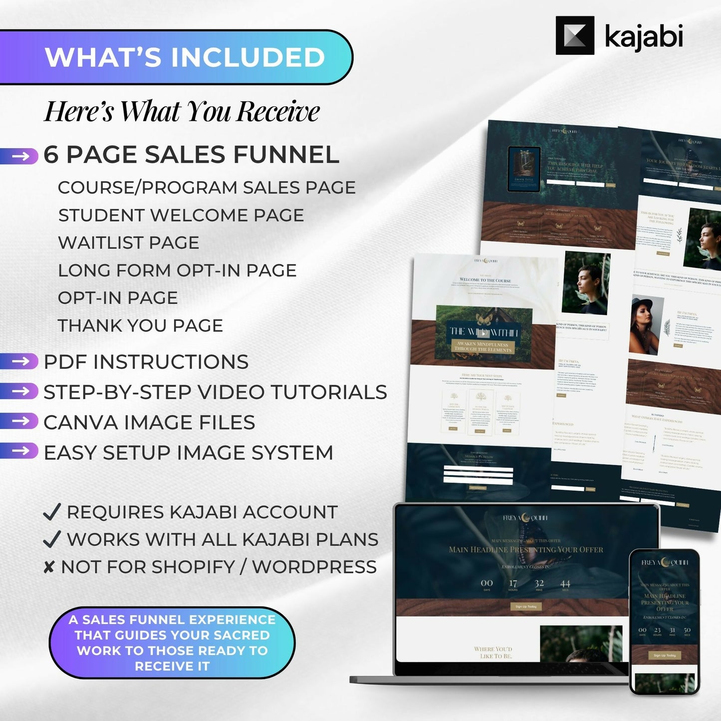 Freya GARDEN - Freebie & Course Sales Funnel Bundle 6 Pages