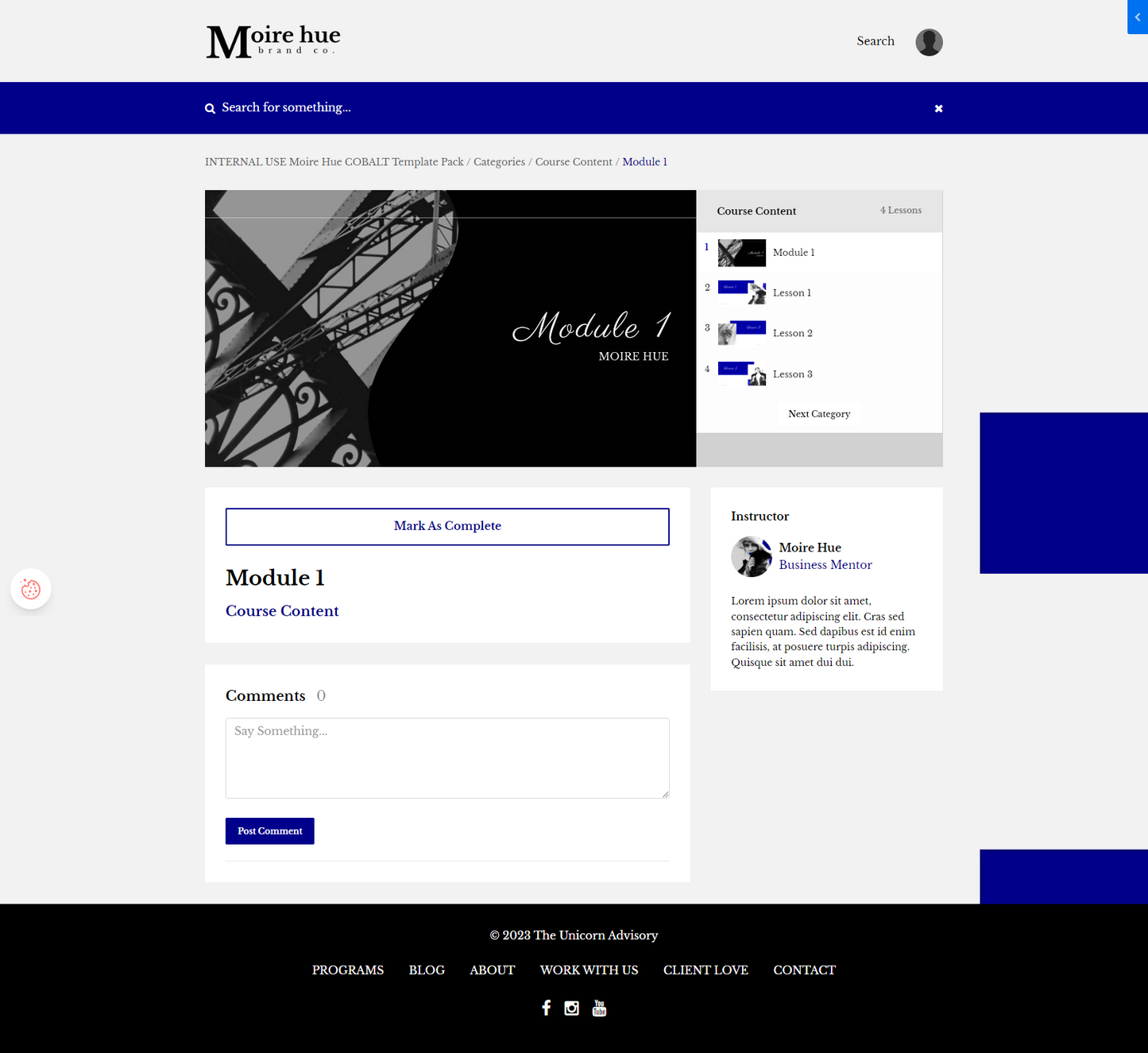 Moire Hue Cobalt Product Theme (Momentum + Premier)