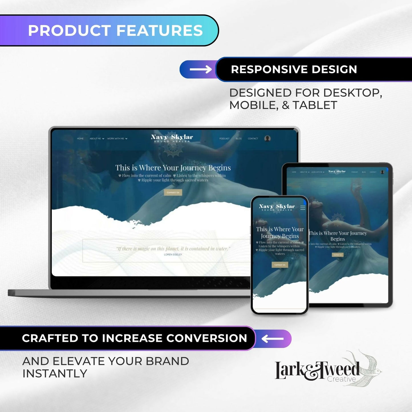 Navy WATER PORTAL - Website 20+ Pages - Sales Funnel 6 Pages - Checkout Page