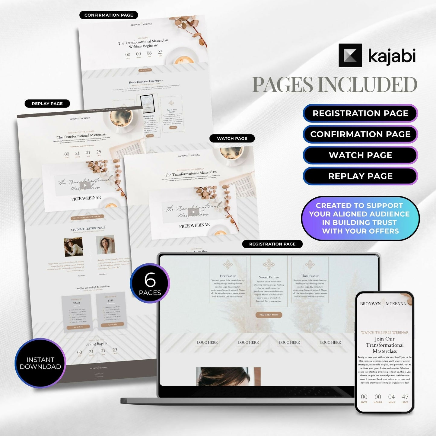 Bronwyn BOHO Webinar Funnel 4 Pages