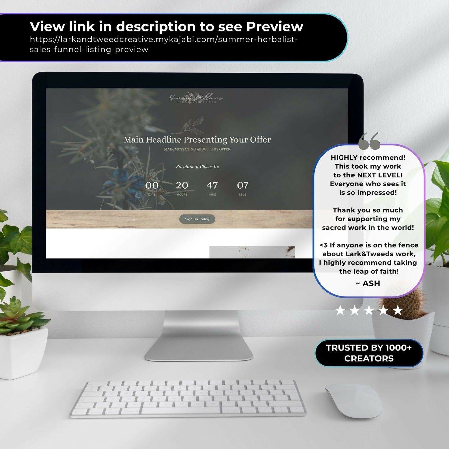 Summer HERBALIST - Freebie & Course Sales Funnel Bundle 6 Pages