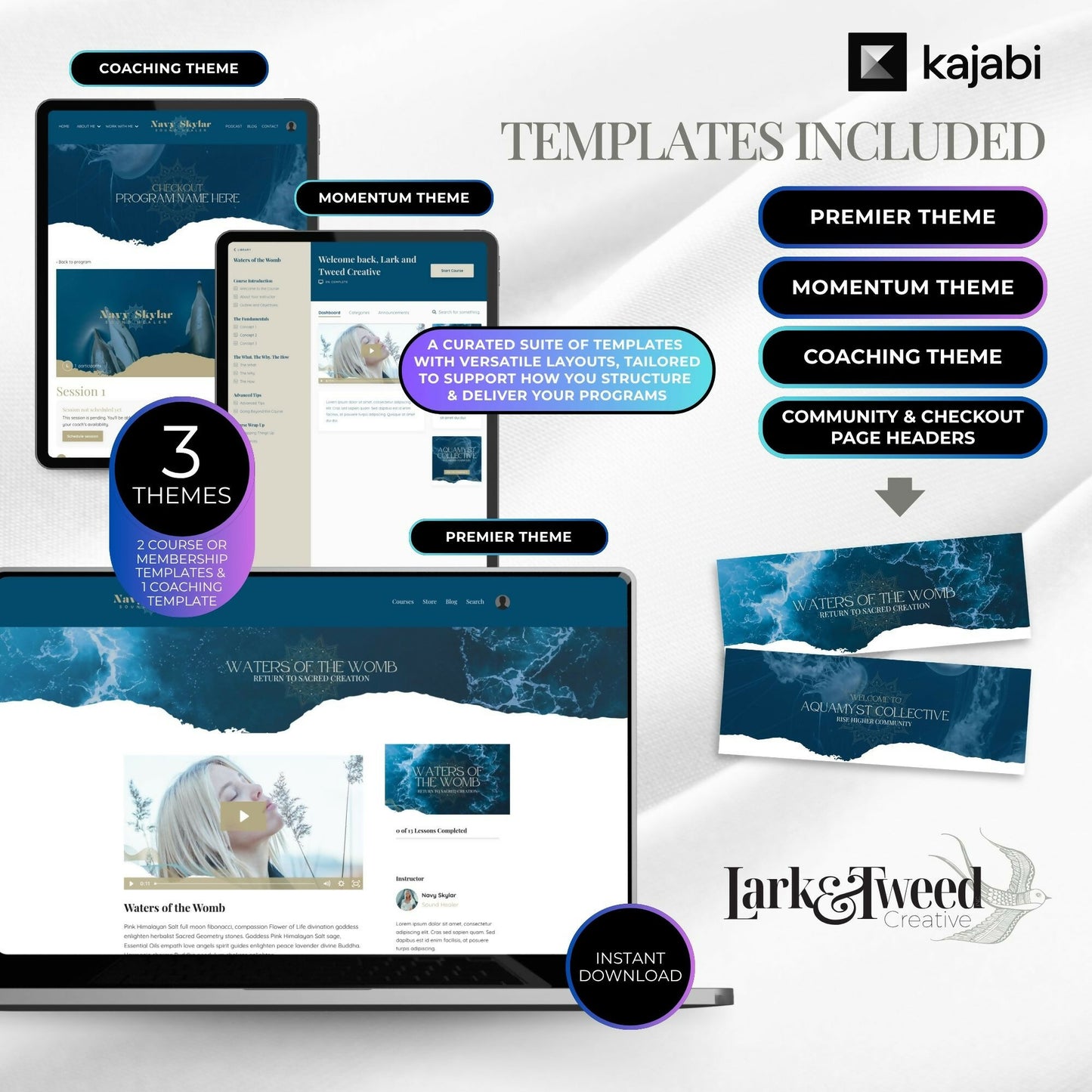 Navy Water-Portal - 2 Product Themes + 1 Coaching Theme