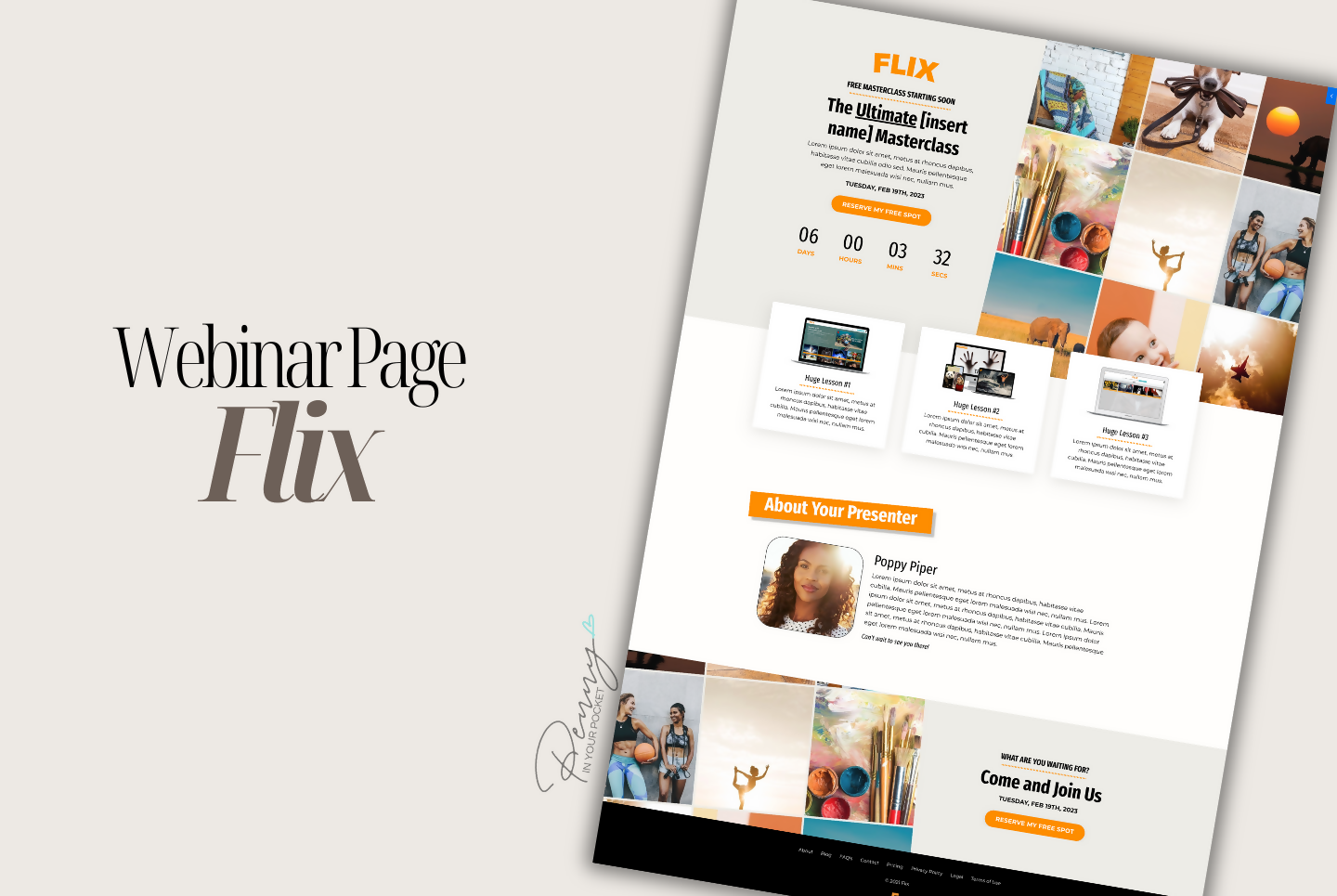 Kajabi Page Template - Flix Webinar Page by Penny In Your Pocket