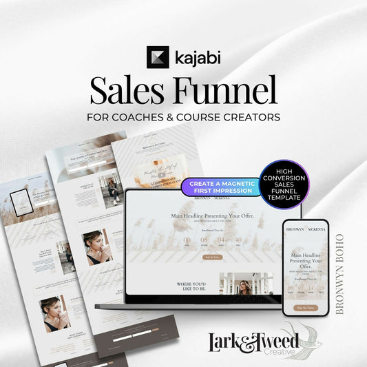 Bronwyn BOHO - Freebie & Course Sales Funnel Bundle 6 Pages