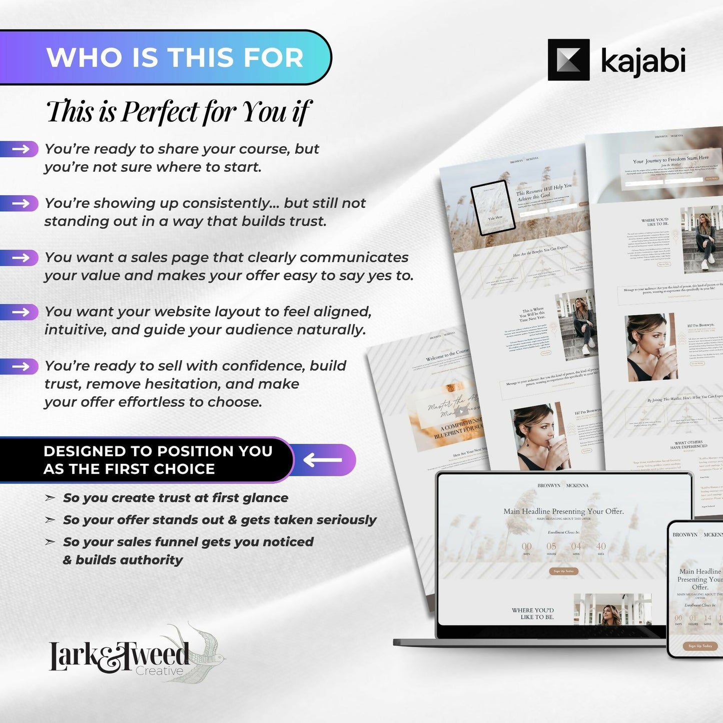 Bronwyn BOHO - Freebie & Course Sales Funnel Bundle 6 Pages