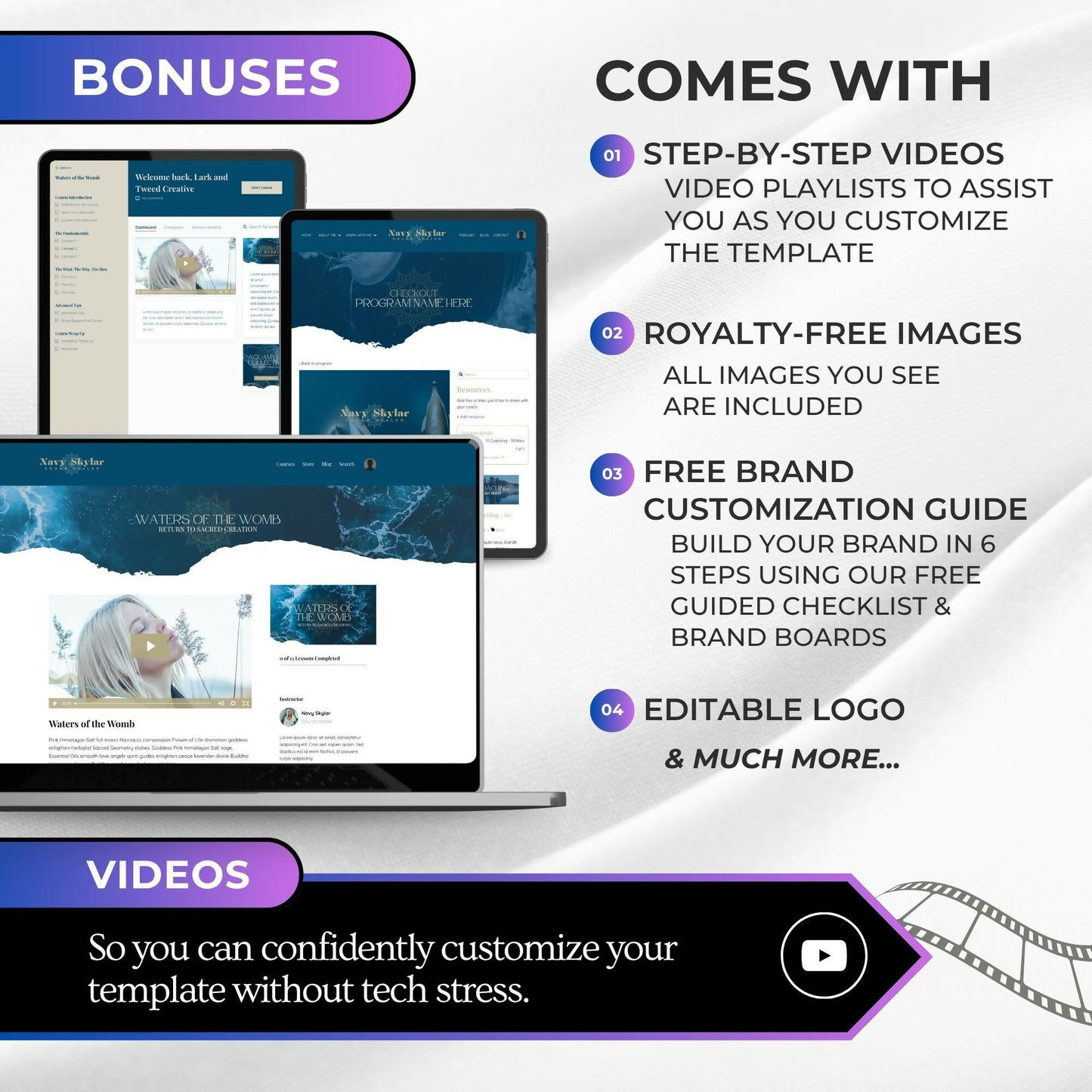 Navy Water-Portal - 2 Product Themes + 1 Coaching Theme