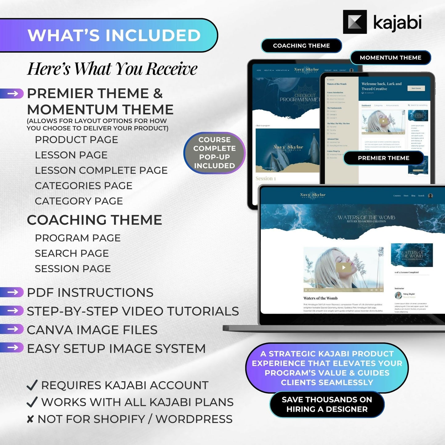 Navy Water-Portal - 2 Product Themes + 1 Coaching Theme