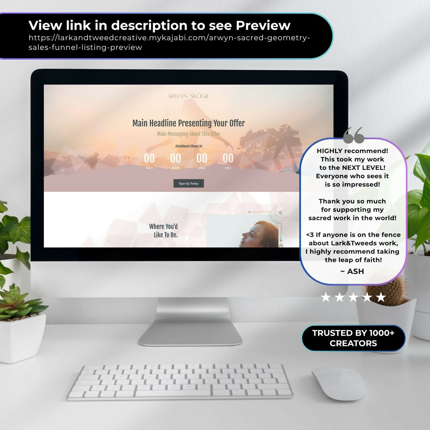 Arwyn SACRED GEOMETRY - Freebie & Course Sales Funnel Bundle 6 Pages