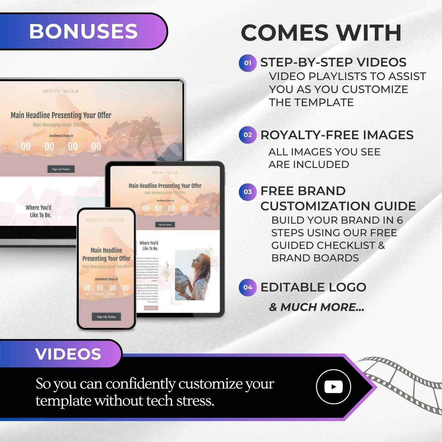 Arwyn SACRED GEOMETRY - Freebie & Course Sales Funnel Bundle 6 Pages