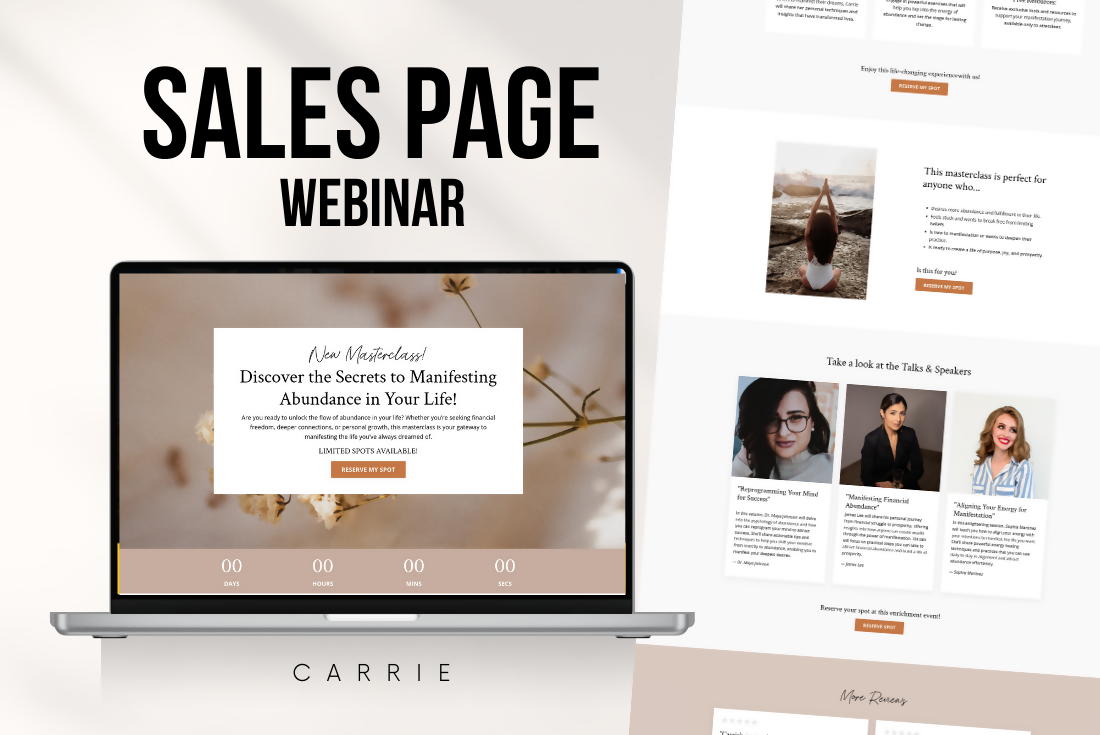 Carrie | Sales Page for Webinar & Events (2 Pages)