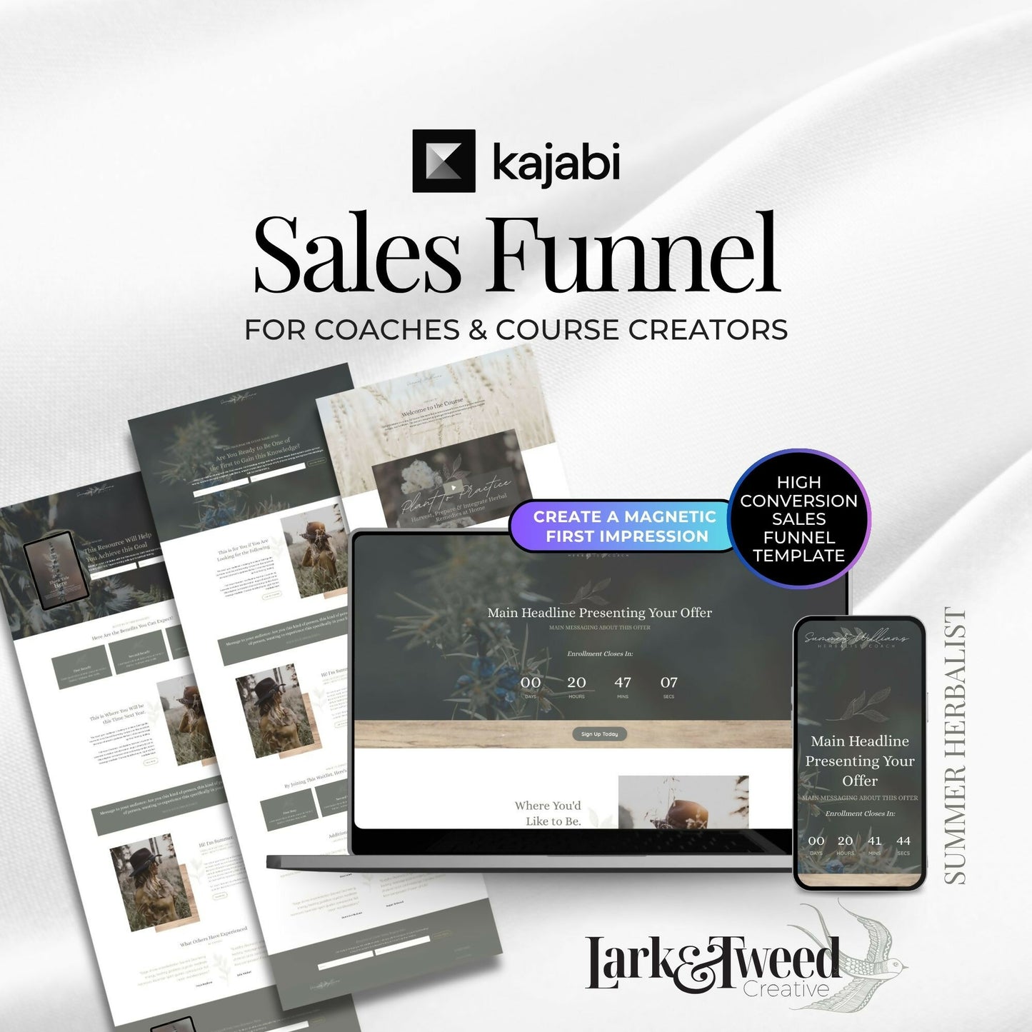 Summer HERBALIST - Freebie & Course Sales Funnel Bundle 6 Pages