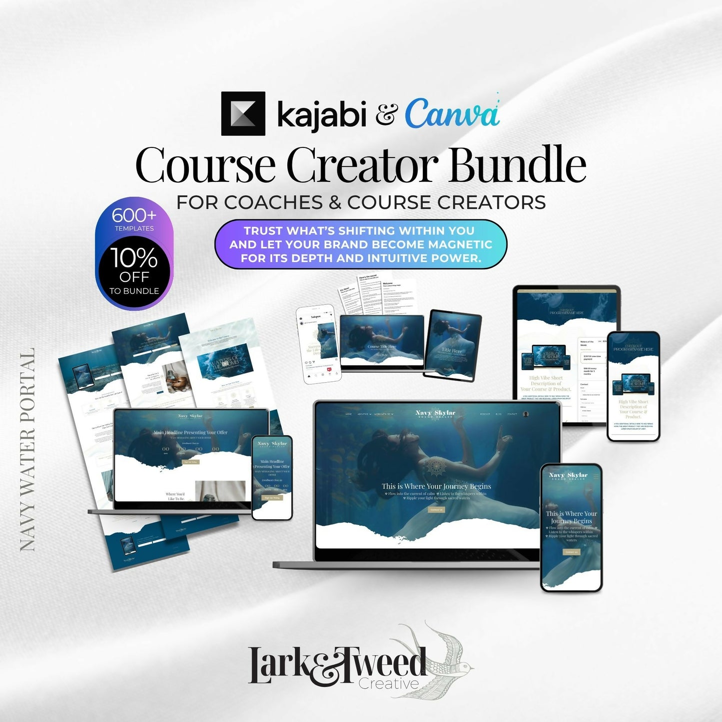 Navy WATER PORTAL - Website 20+ Pages - Sales Funnel 6 Pages - Checkout Page