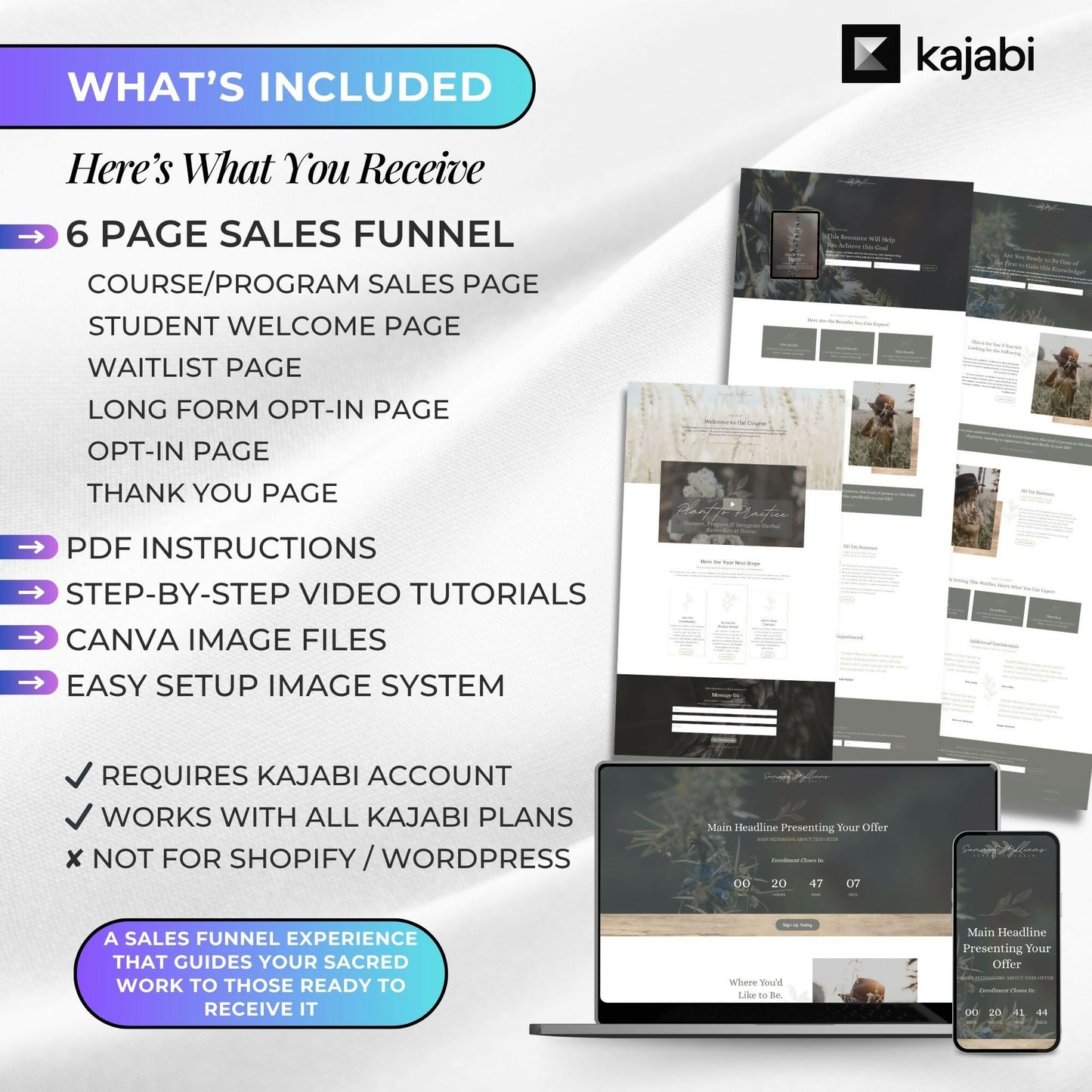 Summer HERBALIST - Freebie & Course Sales Funnel Bundle 6 Pages