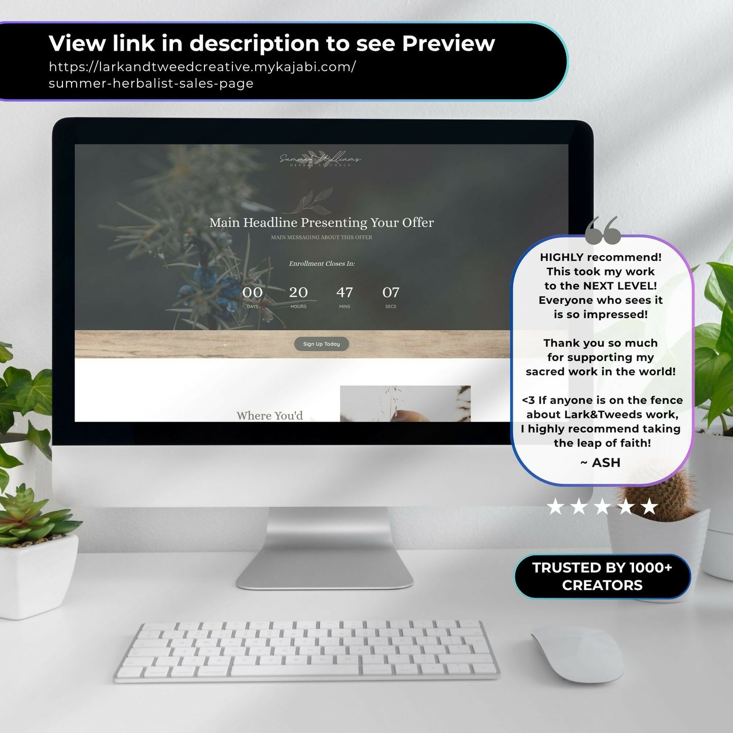 Summer Herbalist - Sales & Welcome Pages